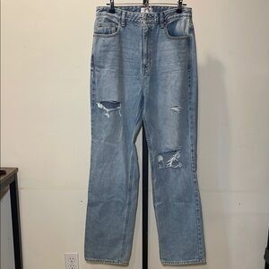 PacSun Blue Straight Leg Distressed Jeans